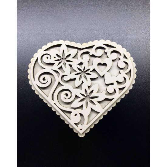 Ahşap Dekoratif  Kalpli Kutu