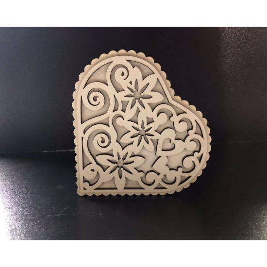 Ahşap Dekoratif  Kalpli Kutu