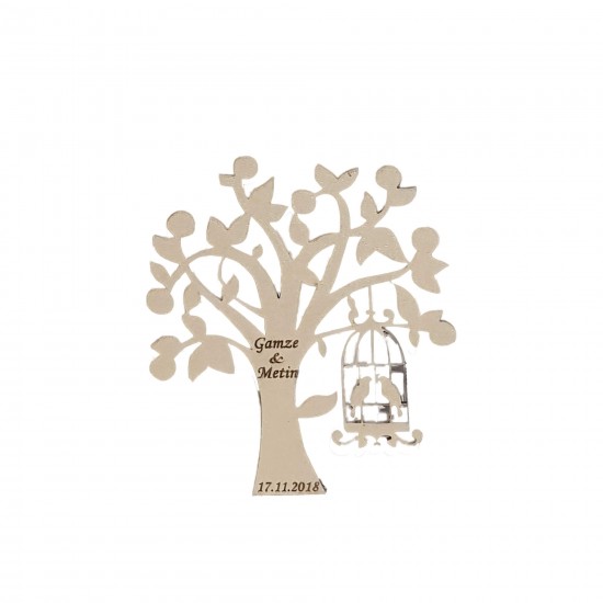 Ahşap Kafesli Ağaç Magnet